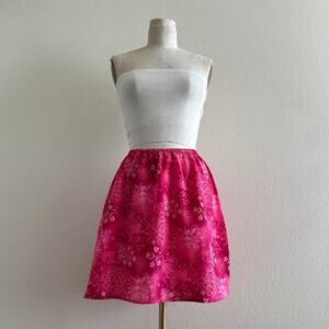 handmade bright pink floral print mini skirt